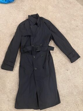 Garrison Collection Military All-Weather Lined Trench Long Coat Black 40L